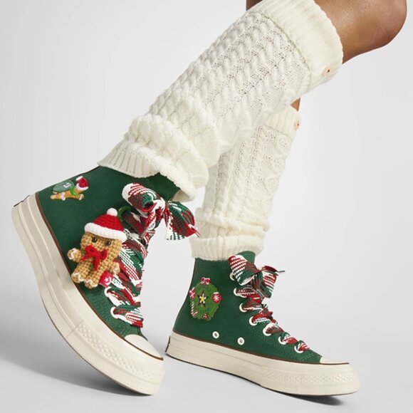 Converse W Chuck 70 High 'X-Mas Gingerbread & Knit Sock Sneakers A12455C MENS 10 - Picture 14 of 16